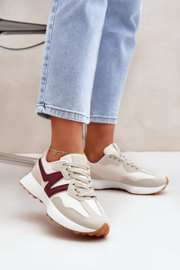 scarpe da ginnastica Scarpe modello sneakers Femminile beige-Borgogna Britma 2