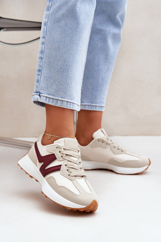 scarpe da ginnastica Scarpe modello sneakers Femminile beige-Borgogna Britma