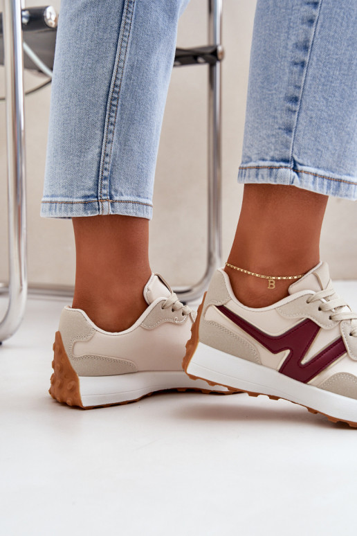 scarpe da ginnastica Scarpe modello sneakers Femminile beige-Borgogna Britma