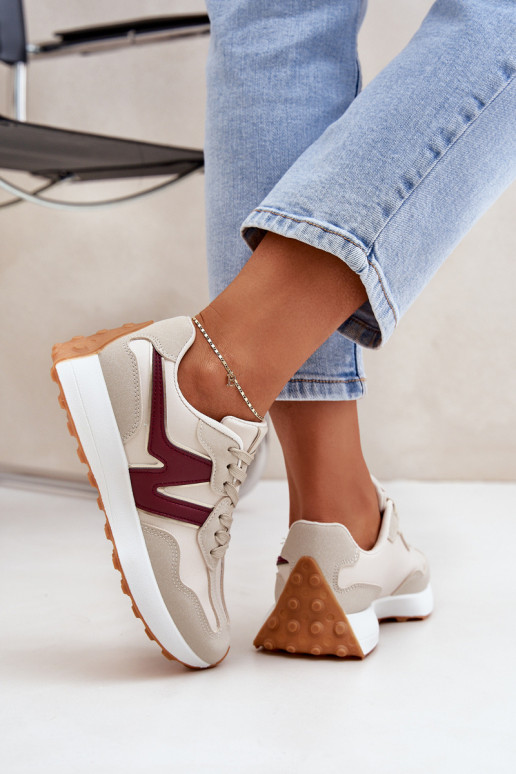 scarpe da ginnastica Scarpe modello sneakers Femminile beige-Borgogna Britma