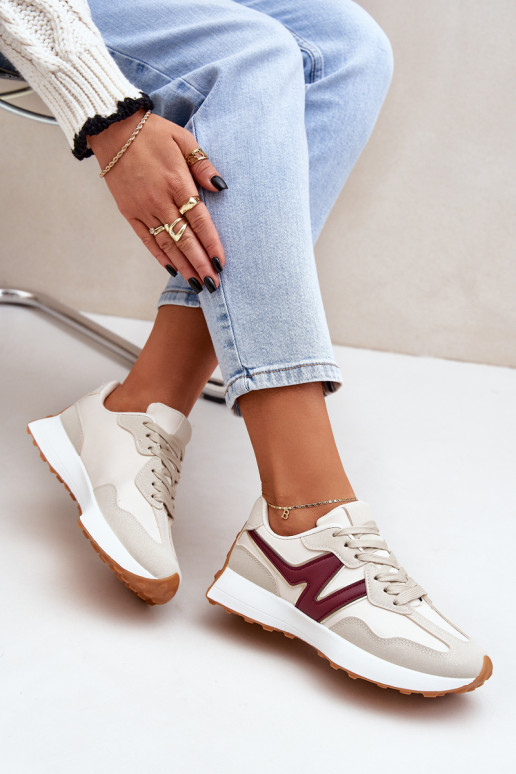 scarpe da ginnastica Scarpe modello sneakers Femminile beige-Borgogna Britma