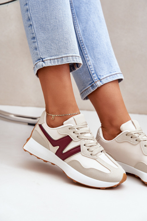 scarpe da ginnastica Scarpe modello sneakers Femminile beige-Borgogna Britma