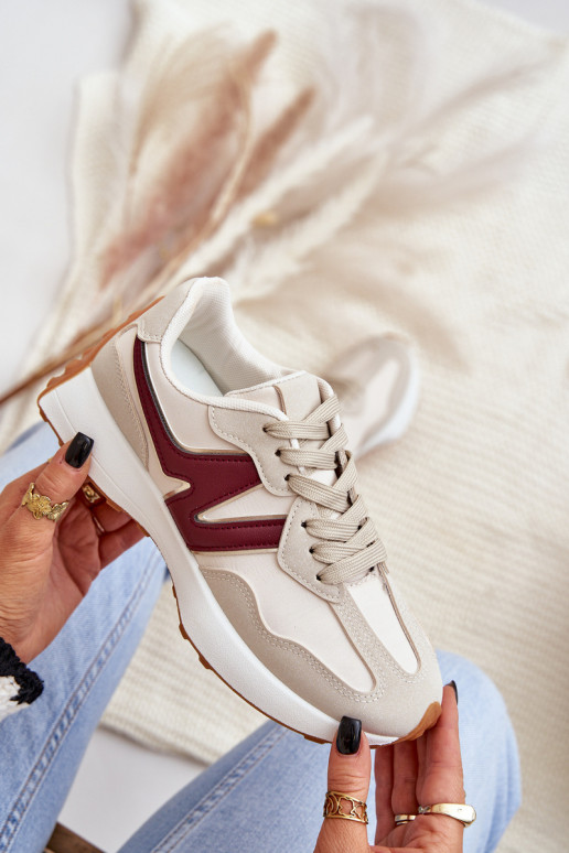 scarpe da ginnastica Scarpe modello sneakers Femminile beige-Borgogna Britma