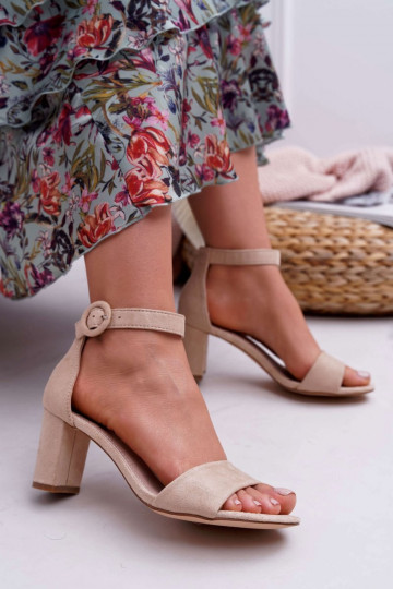 Sandali alti in suede da donna color sabbia Lexi