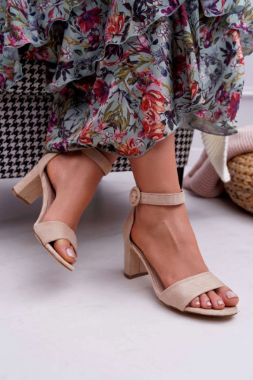 Sandali da donna con tacco in pelle scamosciata beige Lexi 2