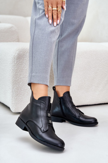 Stivaletti donna imbottiti con tacco largo in ecopelle colore nero S.Barski 2