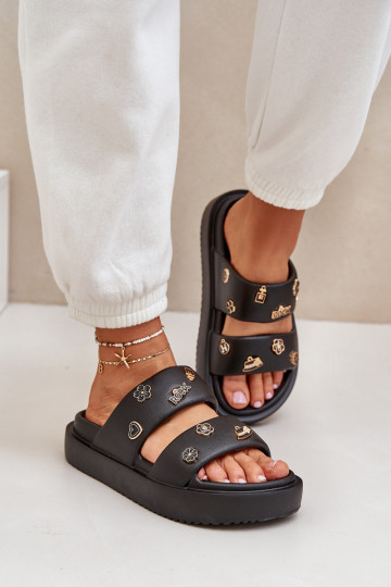 Pantofole leggere Pantofole da donna Z Przypinkami colore nero Ravanala