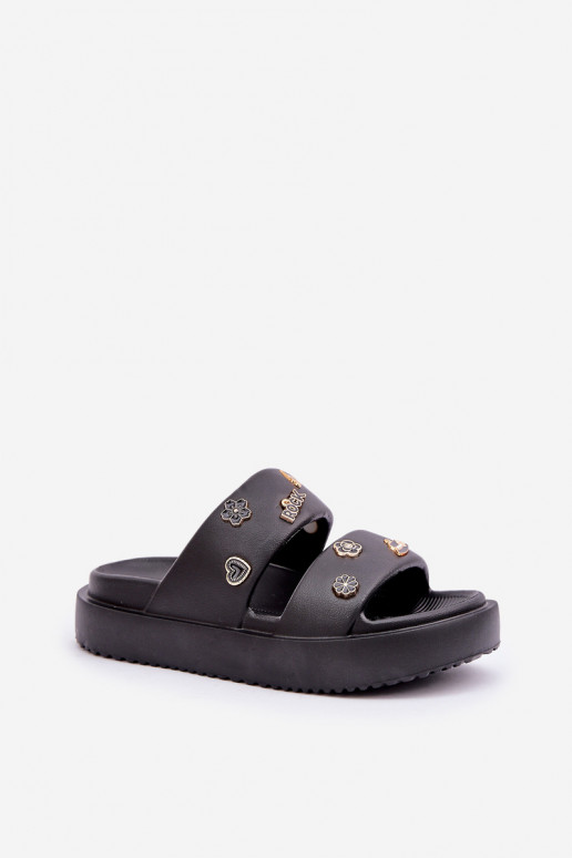 Pantofole leggere Pantofole da donna Z Przypinkami colore nero Ravanala Pantofole leggere Pantofole da donna Z Przypinkami colore nero Ravanala