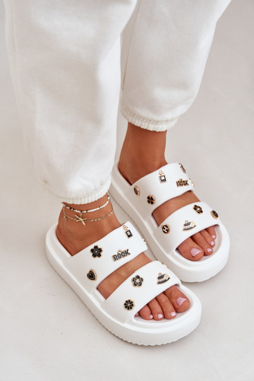 Pantofole leggere Pantofole da donna Z Przypinkami Colore bianco Ravanala