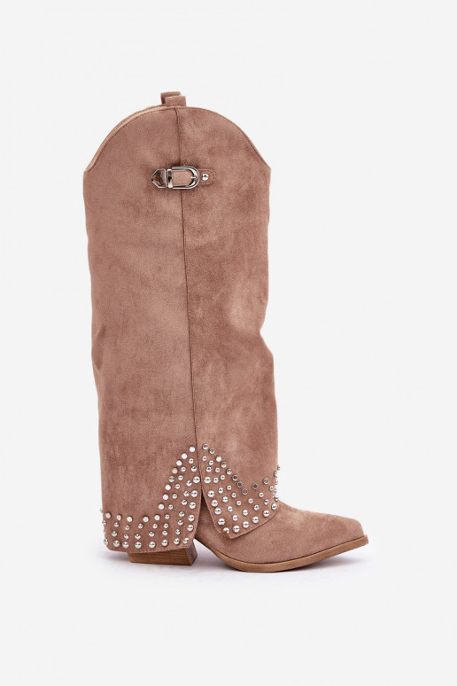 Stivali con tacco Iveliri color sabbia