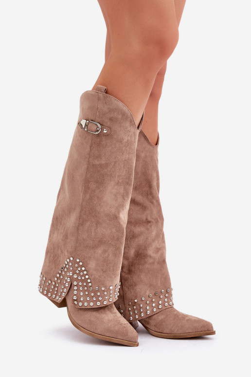 Stivali con tacco Iveliri color sabbia