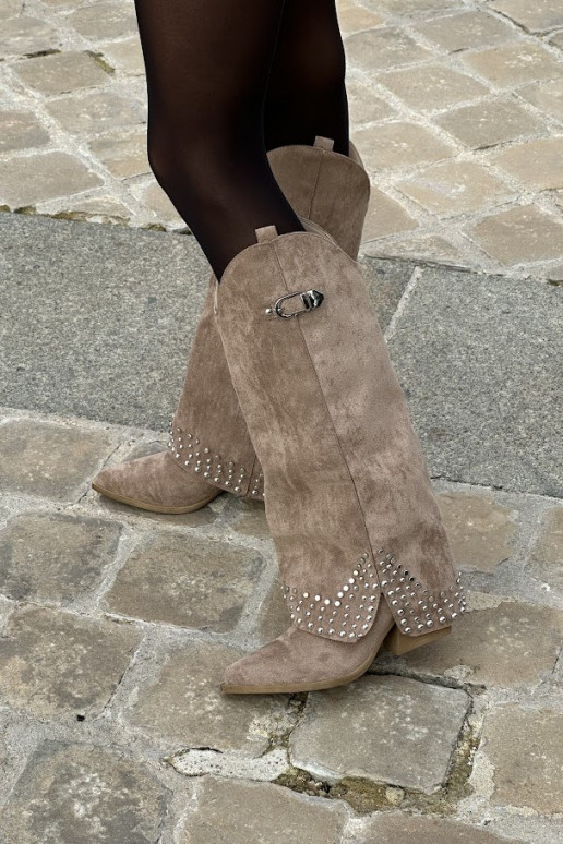 Stivali con tacco Iveliri color sabbia