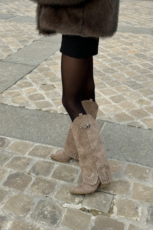 Stivali con tacco Iveliri color sabbia