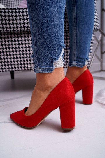 Scarpe con tacco alto in pelle scamosciata colore rosso Florena 2