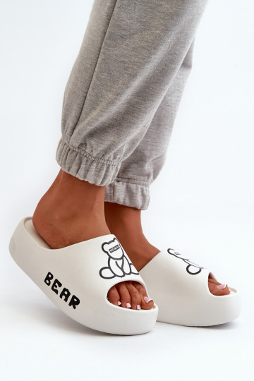 Pantofole leggere Pantofole da donna con suole massicce alla moda Con Orso Colore bianco Lamira 2