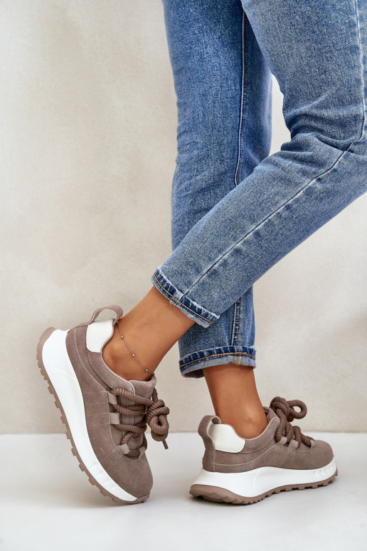 Sneakers in camoscio color sabbia