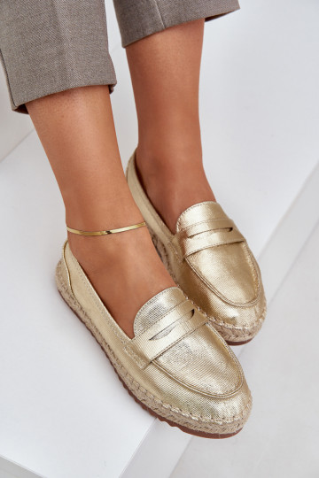 Espadrillas Con JutoAa Plecionką Su una suola piatta colore dorato Shilova