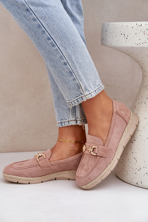 con elementi traforati Mocassini Ze colore doratom Detalem I JutoAą Plecionką colore rosa Lainer con elementi traforati Mocassini Ze colore doratom Detalem I JutoAą Plecionką colore rosa Lainer