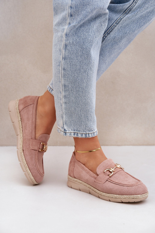 con elementi traforati Mocassini Ze colore doratom Detalem I JutoAą Plecionką colore rosa Lainer con elementi traforati Mocassini Ze colore doratom Detalem I JutoAą Plecionką colore rosa Lainer