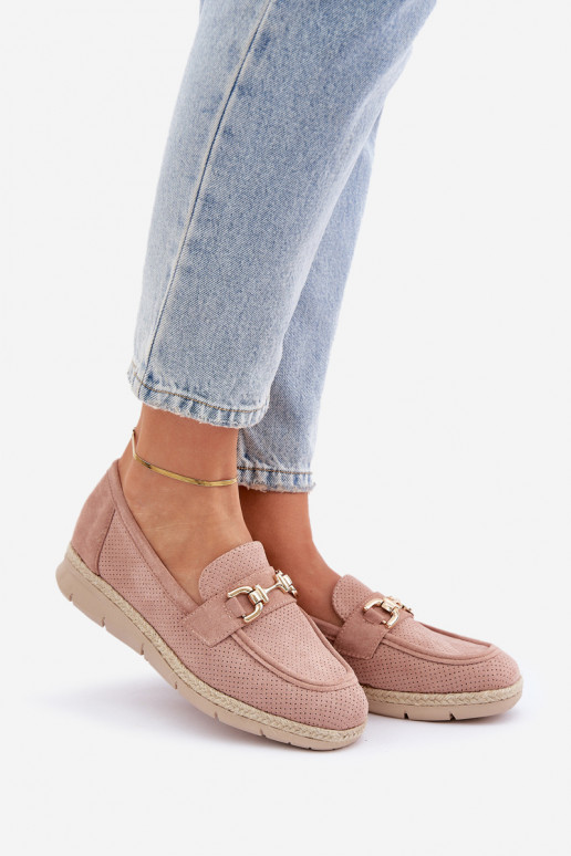 con elementi traforati Mocassini Ze colore doratom Detalem I JutoAą Plecionką colore rosa Lainer con elementi traforati Mocassini Ze colore doratom Detalem I JutoAą Plecionką colore rosa Lainer