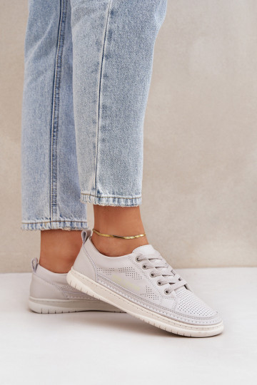 Scarpe da ginnastica in pelle grigia 2