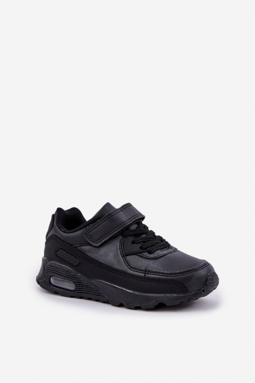 Scarpe modello sneaker da bambino con chiusure adesive, colore nero Krissandra