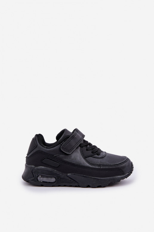 Scarpe modello sneaker da bambino con chiusure adesive, colore nero Krissandra