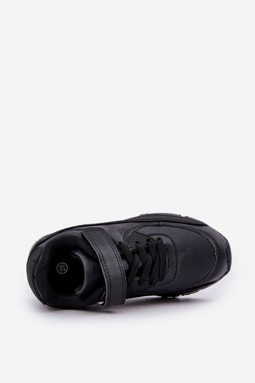 Scarpe modello sneaker da bambino con chiusure adesive, colore nero Krissandra