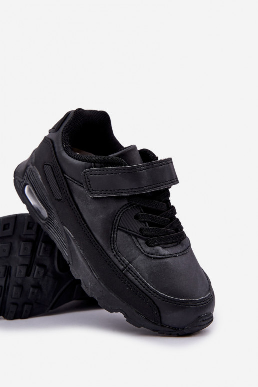 Scarpe modello sneaker da bambino con chiusure adesive, colore nero Krissandra
