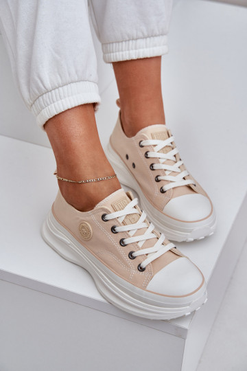 Scarpe da donna con suole massicce alla moda Big Star NN274127 color sabbia