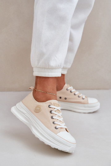 Scarpe da donna con suole massicce alla moda Big Star NN274127 color sabbia 2