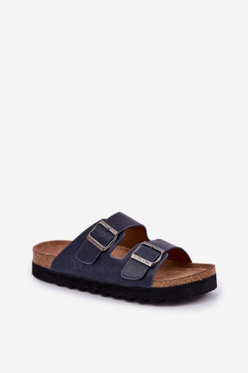 Ciabatte da uomo leggere con fibbie in ecopelle Big Star NN174530 blu scuro