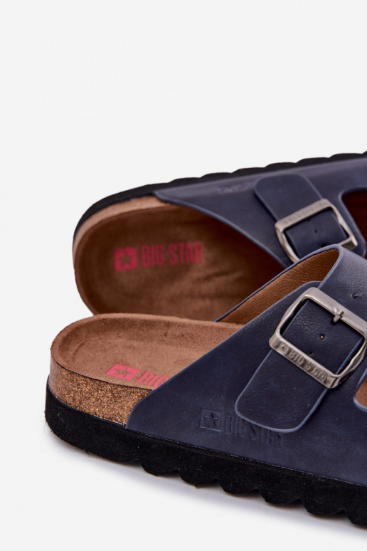 Ciabatte da uomo leggere con fibbie in ecopelle Big Star NN174530 blu scuro