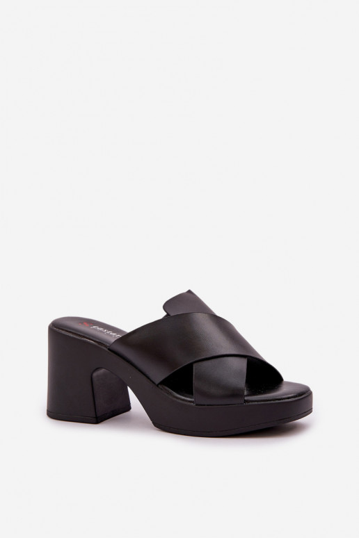 Pantofole leggere con i tacchi in ecopelle colore nero Kacaria