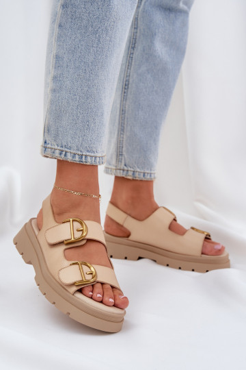 Eko Sandali da donna con fibbie beige Vulinea
