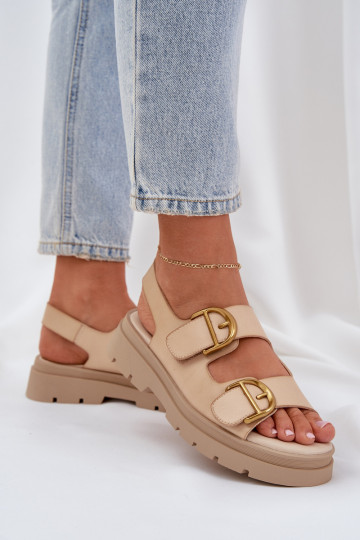 Eko Sandali da donna con fibbie beige Vulinea 2