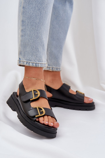 Eko Sandali da donna con fibbie colore nero Vulinea 2