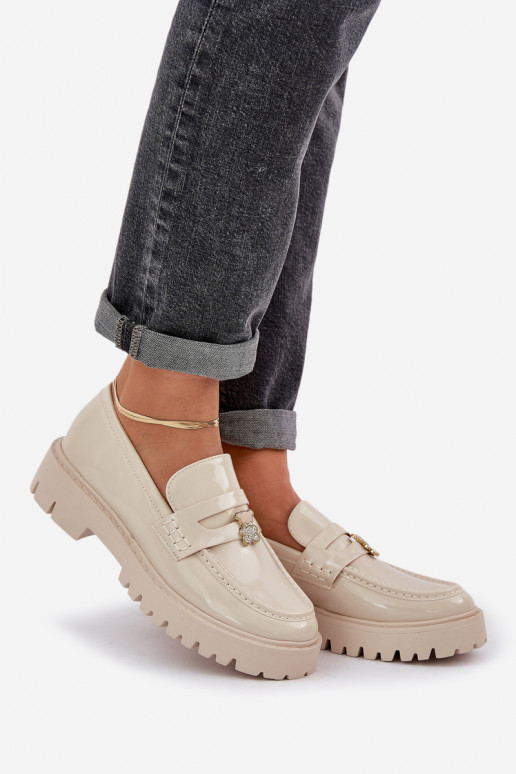 Mocassini laccati Femminile Z Przypinką Orsi di peluche beige INulinea Mocassini laccati Femminile Z Przypinką Orsi di peluche beige INulinea