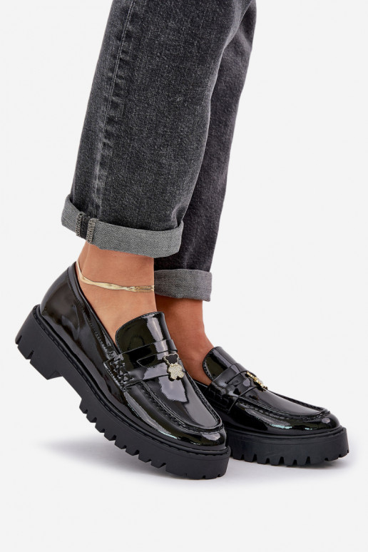 Mocassini laccati Femminile Z Przypinką Orsi di peluche colore nero INulinea Mocassini laccati Femminile Z Przypinką Orsi di peluche colore nero INulinea