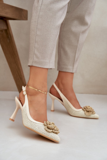 con scritti scarpe col tacco alto con tacco aperto beige Lanithra