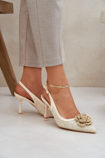 con scritti scarpe col tacco alto con tacco aperto beige Lanithra 2