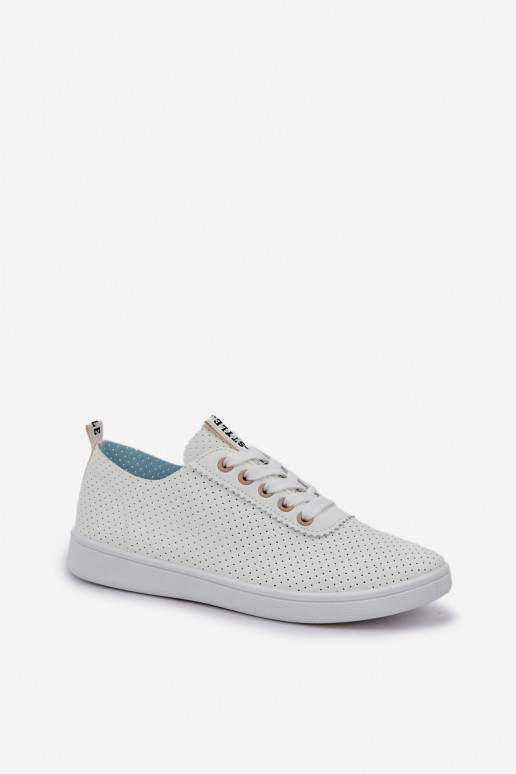 Sneakers stringate da donna traforate colore avorio Carinel Sneakers stringate da donna traforate colore avorio Carinel