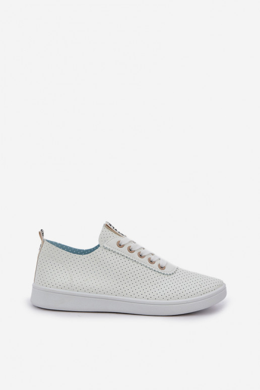 Sneakers stringate da donna traforate colore avorio Carinel Sneakers stringate da donna traforate colore avorio Carinel