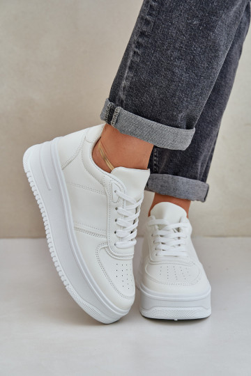 Scarpe da ginnastica classiche in ecopelle con una piattaforma Colore bianco Dorreia