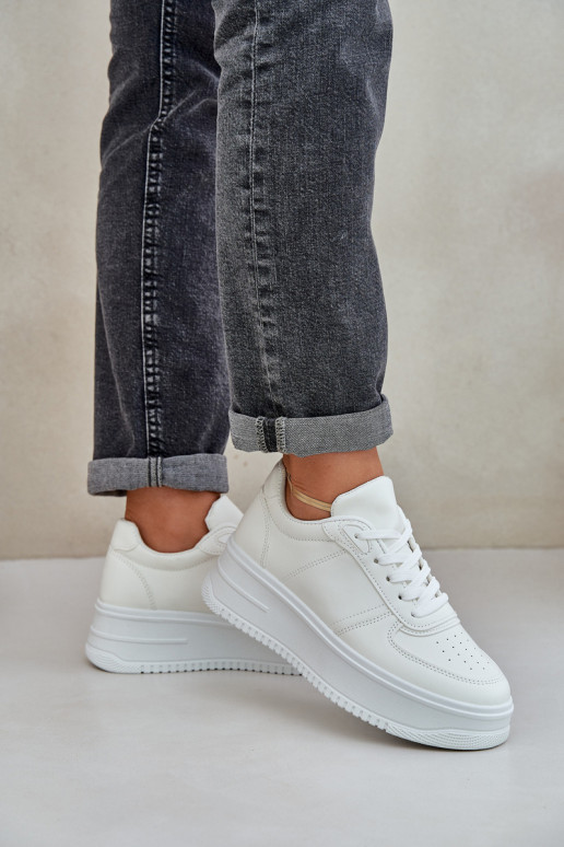 Scarpe da ginnastica classiche in ecopelle con una piattaforma Colore bianco Dorreia