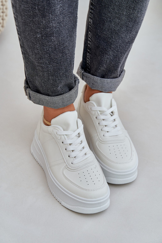 Scarpe da ginnastica classiche in ecopelle con una piattaforma Colore bianco Dorreia