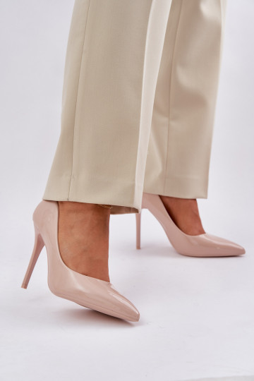 con effetto vernice scarpe col tacco alto Ze Szpiczastymi Noskami beige Vizana