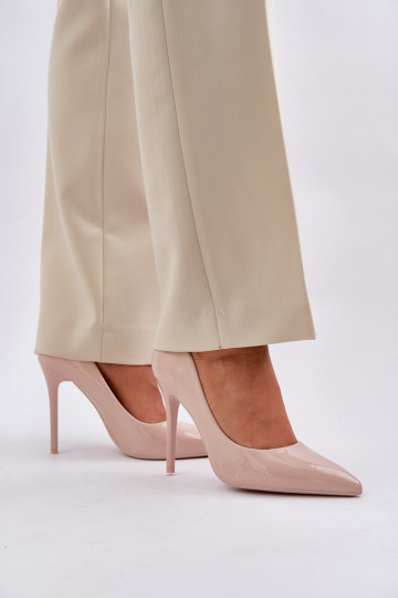 con effetto vernice scarpe col tacco alto Ze Szpiczastymi Noskami beige Vizana 2