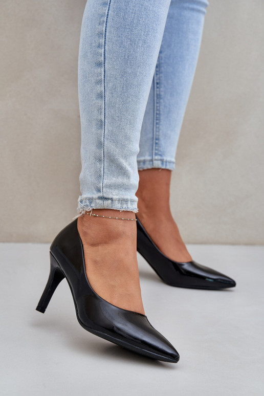 scarpe col tacco alto Z con effetto vernicej Eko Skóry colore nero Sanalitia scarpe col tacco alto Z con effetto vernicej Eko Skóry colore nero Sanalitia