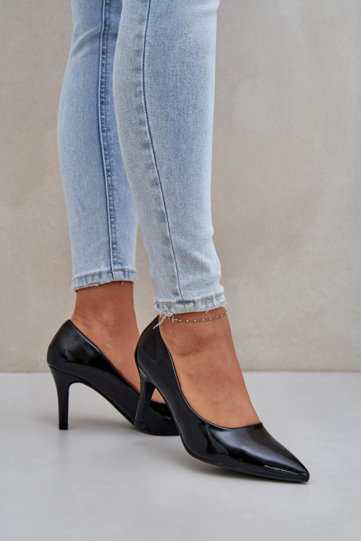 scarpe col tacco alto Z con effetto vernicej Eko Skóry colore nero Sanalitia scarpe col tacco alto Z con effetto vernicej Eko Skóry colore nero Sanalitia